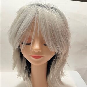 Stylish White and Black Women's Wig Synthetic Blend Pixie Ombre